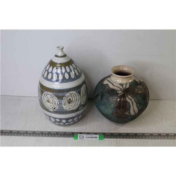 (2) Pottery Vases (one dated 1975)