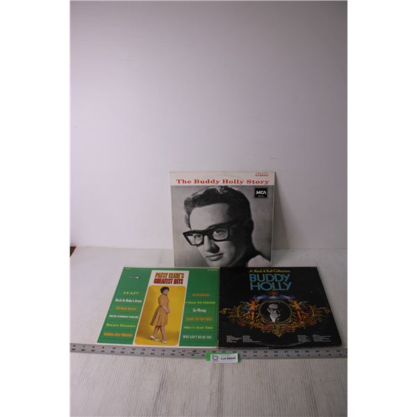 (3) Vintage Vinyl Records - Buddy Holly and Patsy Cline