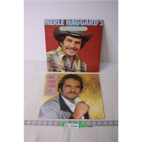 (2) Vintage Merle Haggard Vinyl Records