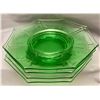 Image 2 : (3x Bid Price) (3) Green Depression Glass Plates