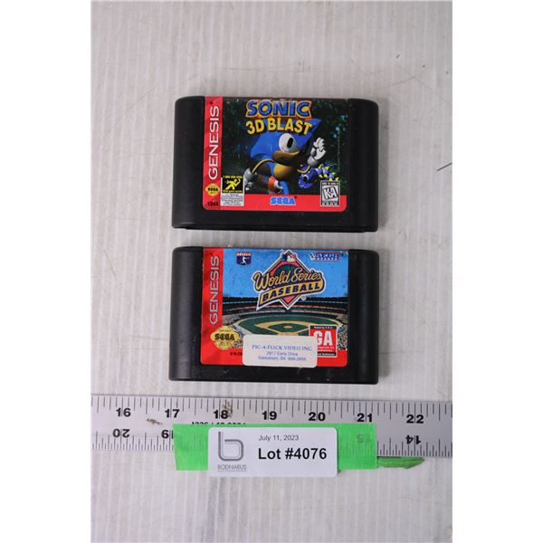 (2) Sega Genesis Games - Sonic, Baseball