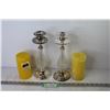Image 1 : (2) Metal & Glass Candle Holders - (2) Candles