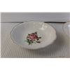 Image 4 : (2) Ceramic Floral Bowls and Plate with Gold Trim (Slightly Faded)