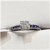 Image 1 : 14K White Gold Diamond (1Ct, I2, G) Natural Blue Sapphires(0.5ct) Ring (~Size 6)(~length 0 inches) (