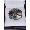 Image 1 : Natural Peridot & Mother of Pearl 12.10 Carat .925 Silver Cluster Ring with APPRAISAL CERTIFICATE VA