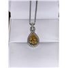 Image 1 : Yellow Topaz 1.2 Carat Tear Drop Solitaire Silver Pendant & Chain Set