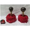 Image 1 : Qty 2 Uli Uli Hawaiian Feathered Hula Instruments Approx. 8" dia, 12"H