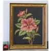 Image 1 : Floral Artwork Signed by Frank Y. Oda, Hawaii, Framed 20"x24"