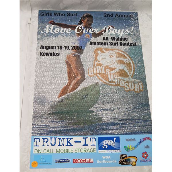 Move Over Boys! Girls Who Surf 2007 Amateur Surf Contest Poster 17 x24 