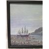 Image 2 : Canoes Meeting Masted Ships Artwork, Framed 35"x15"