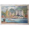 Image 1 : Aloha Tower Harbor Artwork Signed by Elizabeth Zinn, Unfamed 22"x15"