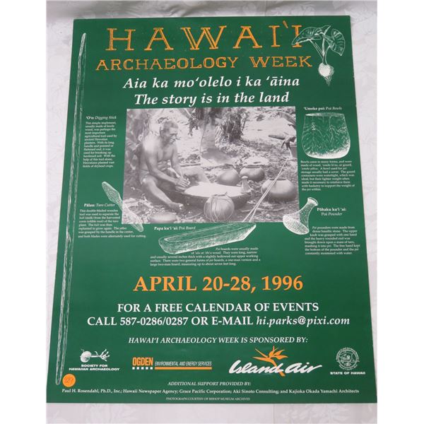 Hawaii Archaeology Week 1996 Poster 19"x25"