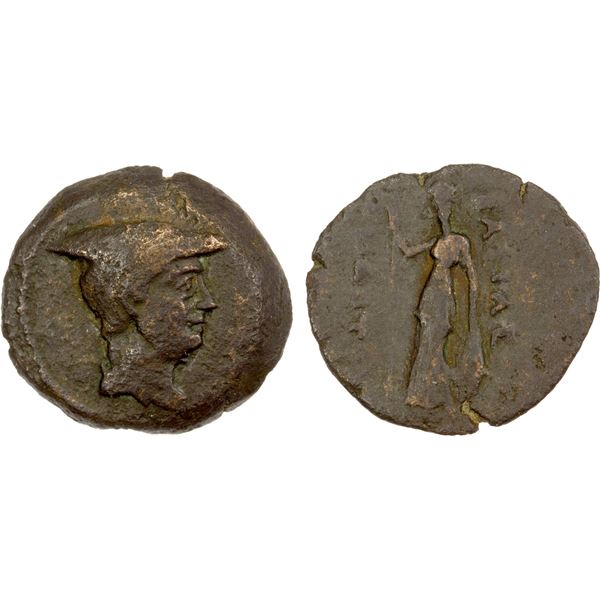 BACTRIA: Diodotus II Theos, ca. 235-225 BC, AE dichalkon (1.79g), Aï Khanoum, VF