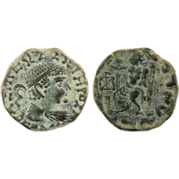 BACTRIA: Hermaios, ca. 90-70 BC, AE tetradrachm (9.1g), Demetrias in Arachosia, VF