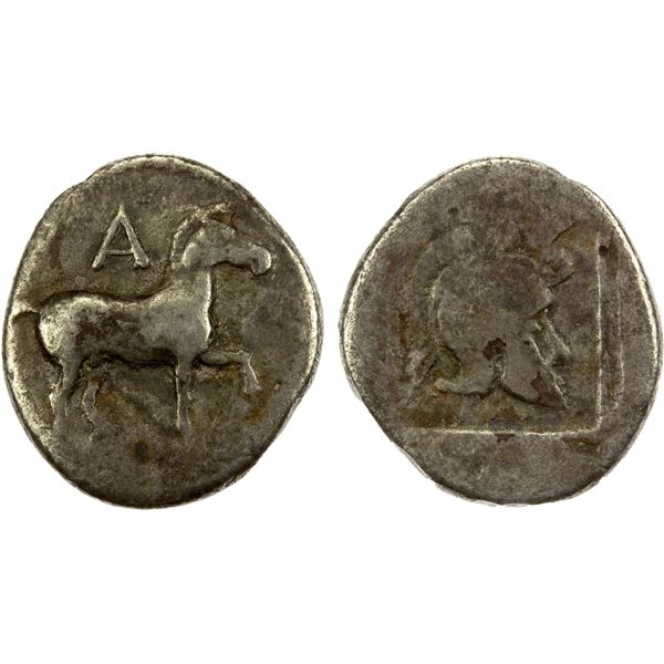 MACEDONIA: Alexander I, ca. 498-454 BC, AR tetrobol (1.86g), Aigai, ca. 476-460 BC, F-VF