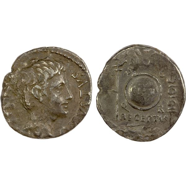 ROMAN EMPIRE: Augustus, 27 BC-14 AD, AR denarius (3.52g), Uncertain Spanish mint, ca. 19 BC, VF