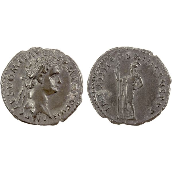 ROMAN EMPIRE: Domitian, 81-96 AD, AR denarius (3.18g), Rome, 87 AD, VF