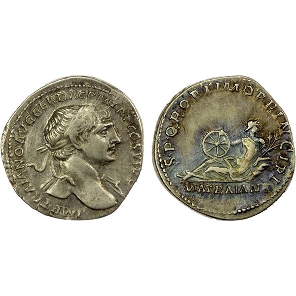 ROMAN EMPIRE: Trajan, 98-117 AD, AR denarius (3.30g), Rome, Choice VF