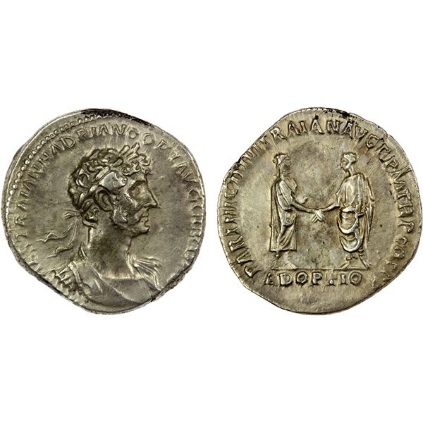 ROMAN EMPIRE: Hadrian, 117-138 AD, AR denarius (2.91g), Rome, August-December 117 AD, Choice VF