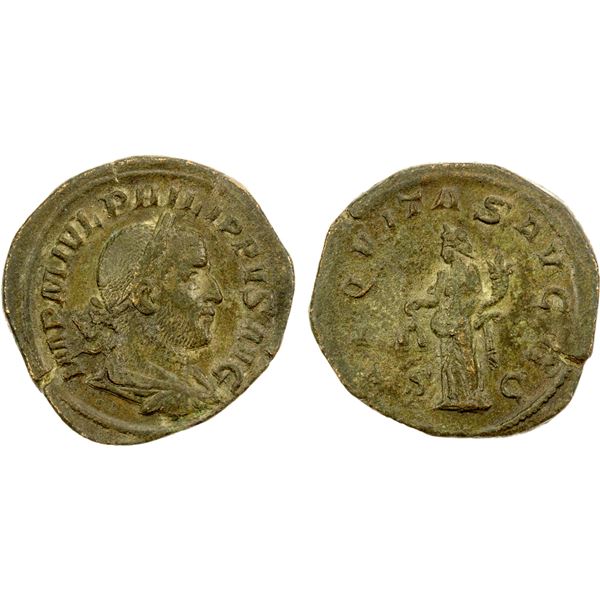 ROMAN EMPIRE: Philip I, 244-249 AD, AE sestertius (18.39g), Rome, VF