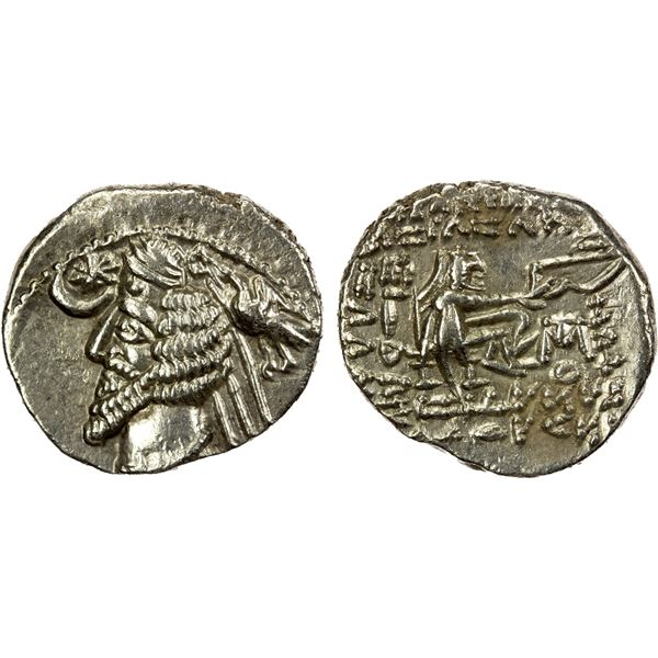 PARTHIAN KINGDOM: Phraates IV, 38-2 BC, AR drachm (3.75g), Mithradatkart, VF-EF