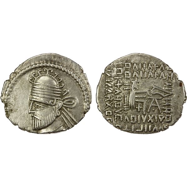 PARTHIAN KINGDOM: Pakores II, 78-105 AD, AR drachm (3.53g), Ekbatana, VF