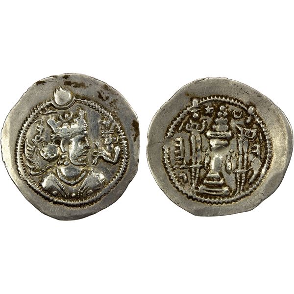 SASANIAN KINGDOM: Zamasp, 497-499, AR drachm (4.08g), AS (the Treasury mint), year 1, VF