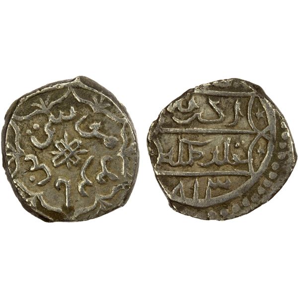 OTTOMAN EMPIRE: Musa Celebi, 1410-1413, AR akçe (1.04g), Edirne, AH813, VF
