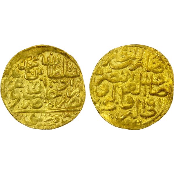 OTTOMAN EMPIRE: Mehmet III, 1595-1603, AV sultani (3.43g), Dimashq, AH1003, VF