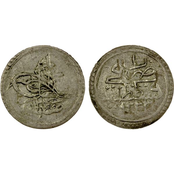 TURKEY: Mustafa IV, 1807-1808, AR para (0.36g), Kostantiniye, AH1222 year 1, EF