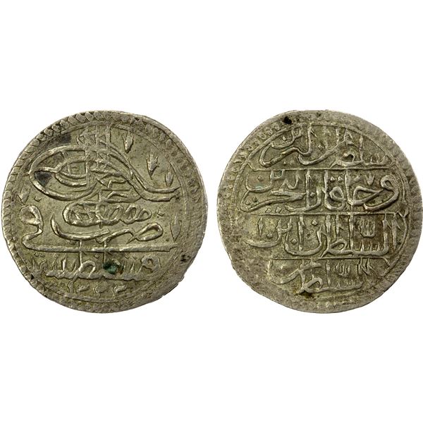 TURKEY: Mustafa IV, 1807-1808, AR 5 para (1.49g), Kostantiniye, AH1222 year 1, VF-EF