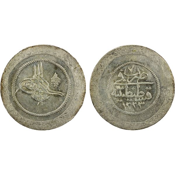 TURKEY: Mahmud II, 1808-1839, AR 5 kurush (26.84g), AH1223 year 7, EF