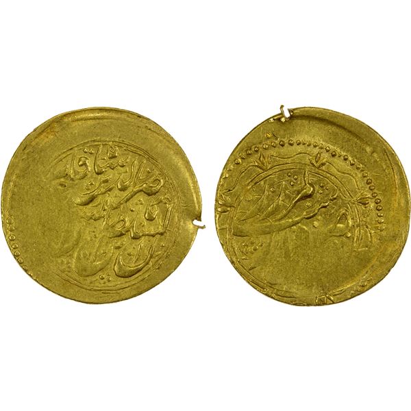 QAJAR: Nasir al-Din Shah, 1848-1896, AV toman (3.45g), Rasht, DM, VF