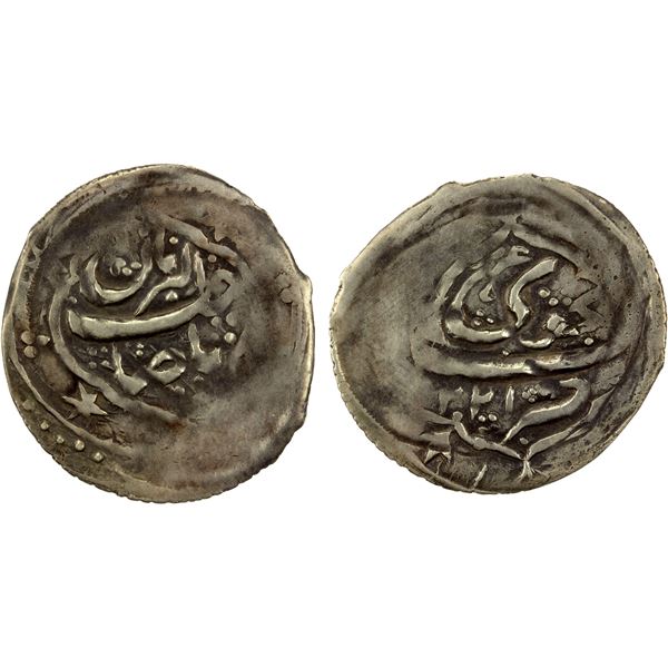 SHEKI: Jafer Quli Khan, 1806-1815, AR abbasi (2.28g), Nukhwi, AH1221, VF