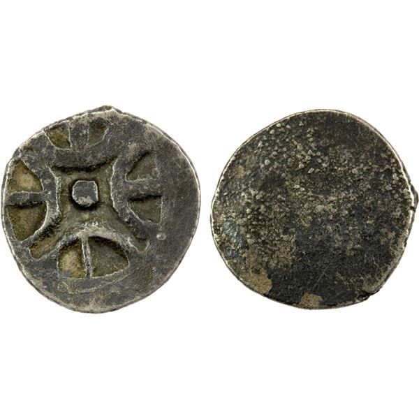 GANDHARA: Punchmarked, ca. 450-300 BC, AR 1/32 shatamana (0.28g), EF