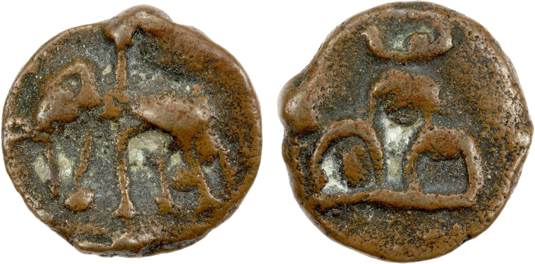 MAURYAN-SUNGA: Anonymous, 3rd century BC, AE unit (2.12g), bold VF-EF ...