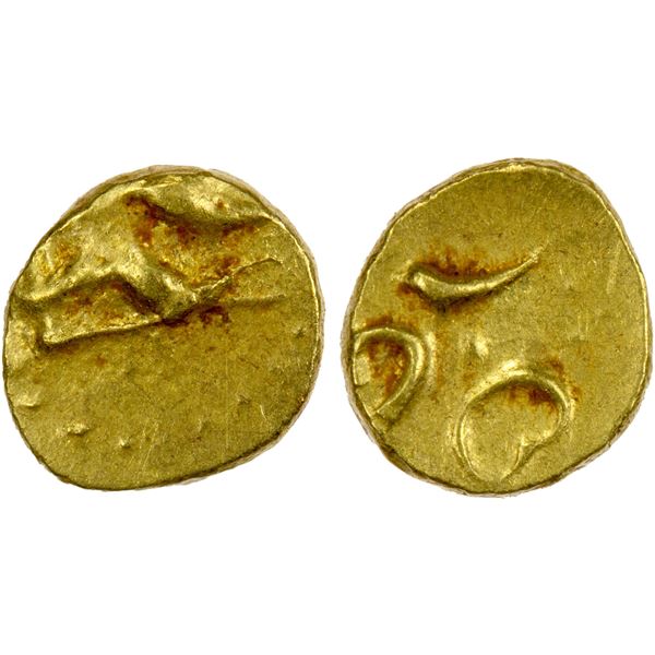 MUGHAL: Alamgir II, 1754-1759, AV ½ fanam (0.19g), year 5, crude EF