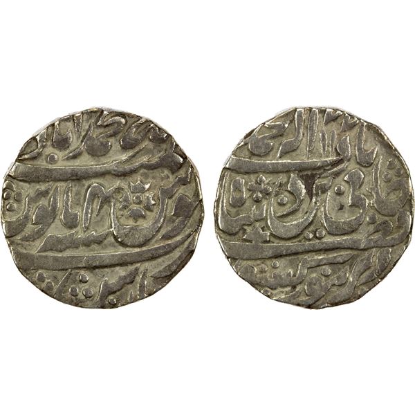 AWADH: AR rupee (10.99g), Muhammadabad Banaras, AH1177 year 4, choice VF