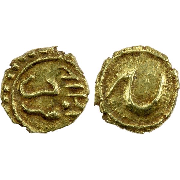 MYSORE: Tipu Sultan, 1782-1799, AV fanam (0.38g), Farrukhi, AH1199, bold EF-AU