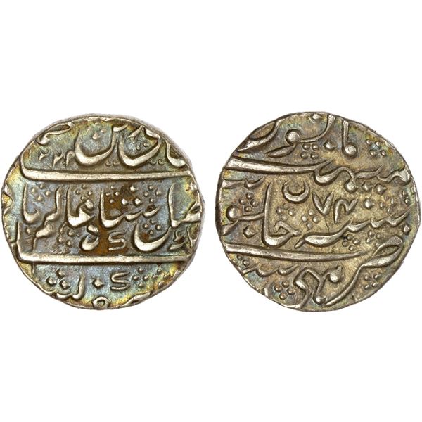 MYSORE: Krishna Raja Wodeyar, 1799-1868, AR rupee (11.32g), Mysore, AH1224 year 74 (for 47), EF-AU