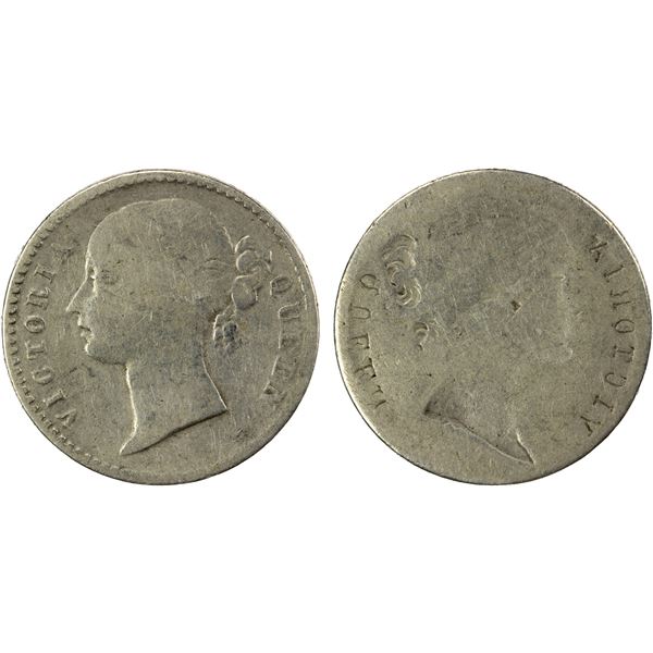 BRITISH INDIA: Victoria, Queen, 1837-1876, AR ¼ rupee, DM (1840), Fine