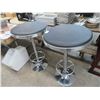 Image 1 : 2-Black Round Leather Top Chrome Base 2 Top Pub Tables - 2 X $