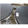 Image 2 : 2-Black Round Leather Top Chrome Base 2 Top Pub Tables - 2 X $