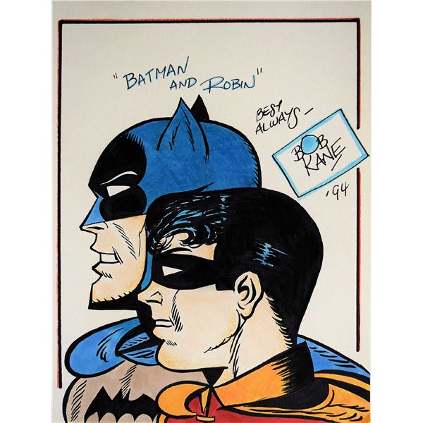 Batman & Robin sketch signed by Bob Kane