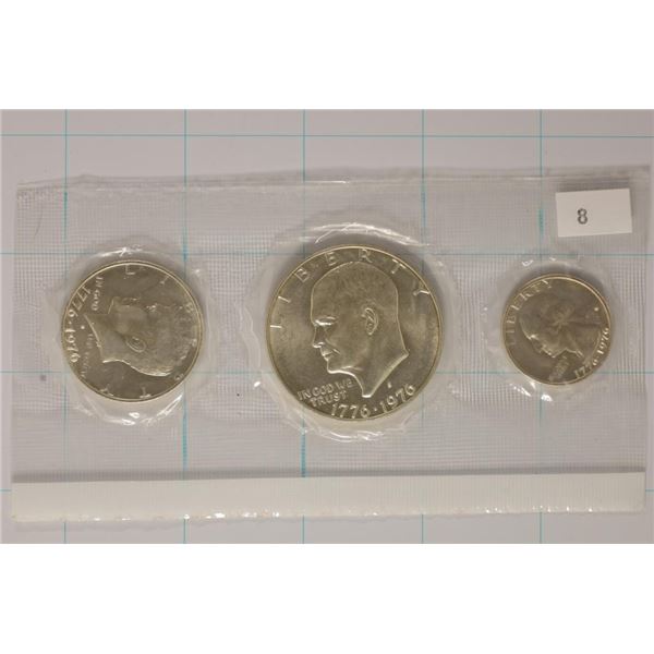 1976 US BICENTENNIAL 3 COIN SILVER PROOF SET NO