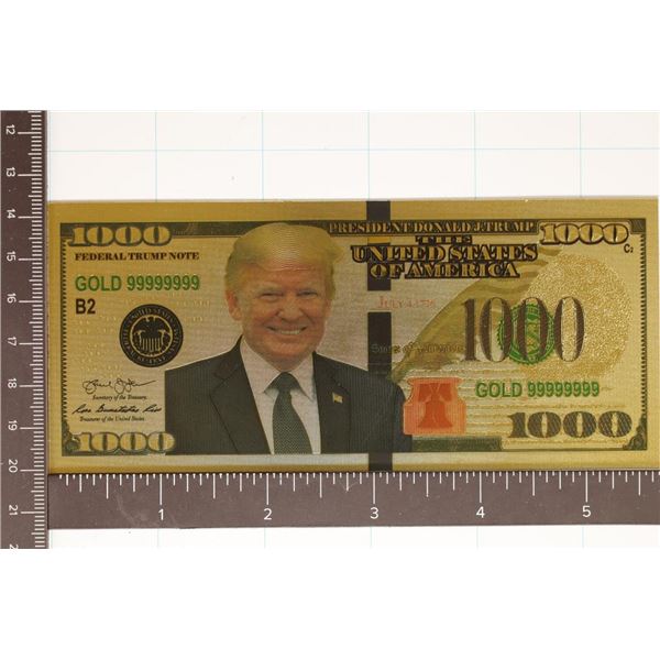 24KT GOLD FOIL DONALD TRUMP REPLICA $1000 US