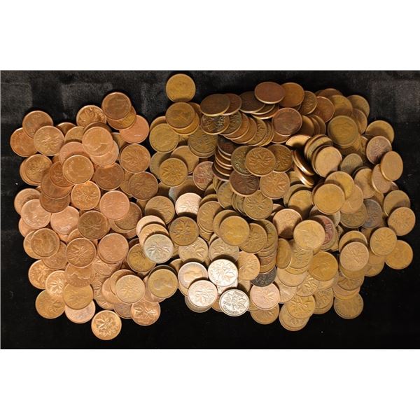 APPROX 400 CANADA ONE CENT COINS:1920-2011 MANY BU