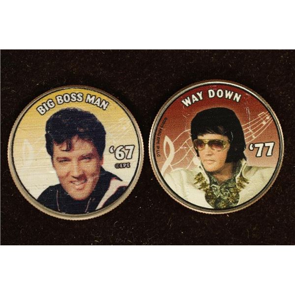 2-COLORIZED ELVIS PRESELY OVERLAYS ON BU JFK