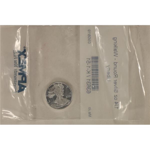 1/4 TROY OZ. .999 FINE SILVER UNC ROUND WALKING