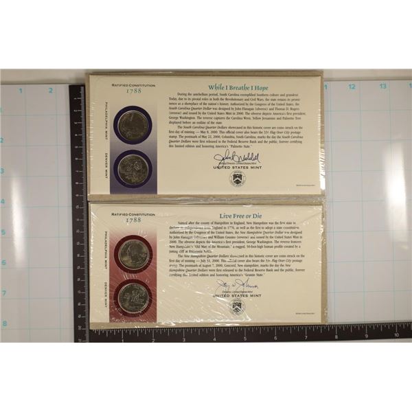 2 STATE QUARTER P & D SETS IN FIRST DAY COVER